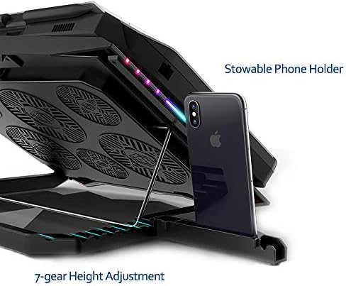 MeFee RGB Laptop Cooling Pad for 15.6-21 Inch Professional Gaming Laptop Cooler with 6 Quiet Fans and Button Control, Pure Metal Panel Portable Cooler