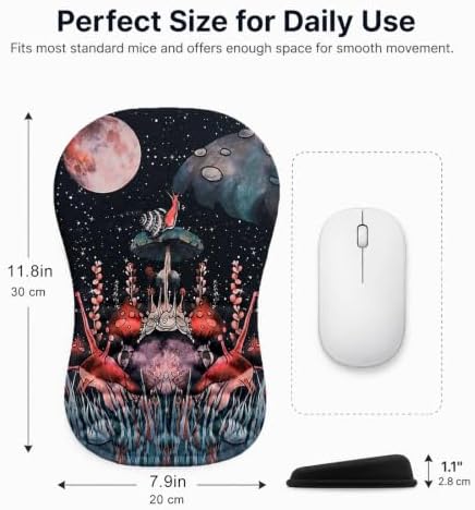 Ergonomic Mouse Pad with Wrist Rest, Mouse Pad with Memory Foam Massage Support, Non-Slip PU Base, Comfortable Typing Cushion for Home Office Computer Laptop, Snail