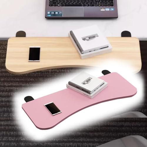 Foldable Desk Extender Tray, Curved Keyboard Extension Platform, Computer Arm Rest Shelf, Elbow Support with C Clamp - Pink, 25x10in (65x25cm) for Enhanced Comfort