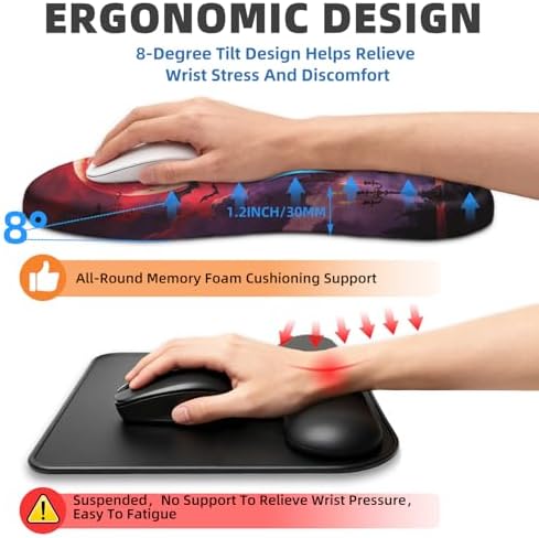 Ergonomic Mouse Pad with Wrist Rest, Memory Foam Wrist Support,Massage Bump
