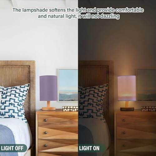 ALAZA Lavender Color Decor Bedside Table Lamp with USB Port for Bedroom Nightstand Office Desk LED Bulb Included