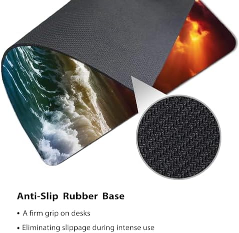 9.5x7.9 Inch Office/Gaming Mouse Pad, Stormy Ocean Waves Dramatic Sunset Sea Coastal Seascape Thunderstorm, Cute Anti-Slip Mat for Desk Decor