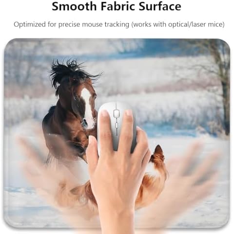 Happy Horse and Dog Mouse Pad, Welsh Pony & Border Collie Playing Desk Mat