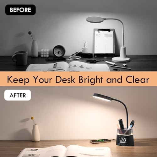 WILIT LED Desk Lamp, Dimmable Study Lamp for Home Office Accessories, Black