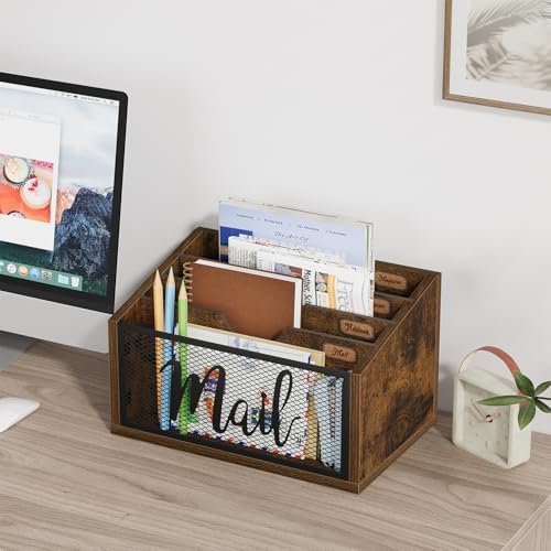 YINMIT Mail Organizer Countertop, 4 Slot Mail Holder for Desk