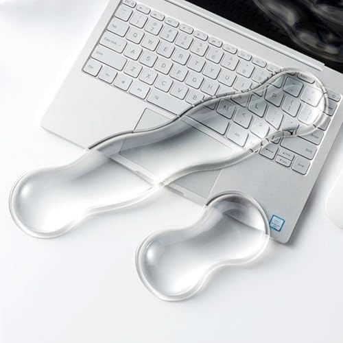 Mouse Pad with Wrist Rest, Soft Cloud Gel Keyboard Mouse Pad Set with Hand Wrist Support, Cute Non Slip Office Desk Accessories for Comfort/Pain Relief/Computer/Laptop (Clear Wave)
