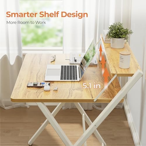 GreenForest Folding Desk No Assembly, Sturdy Computer Desk for Small Spaces