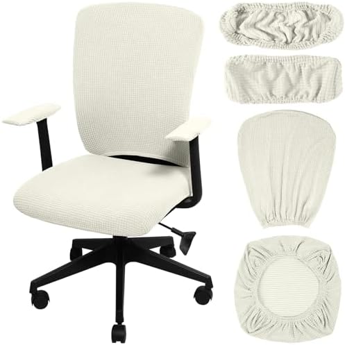 Tallew 4 Pcs Office Chair Covers Stretchable Armrest Seat,XL,Cream White