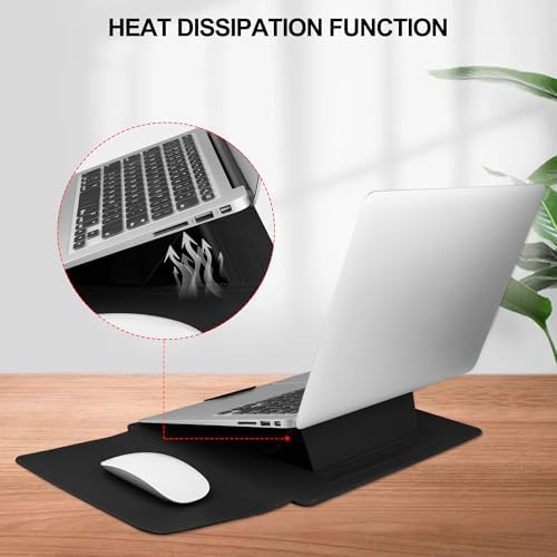 HoYiXi 13.3'' /13.6'' Laptop Sleeve Case Leather Bag with Stand Compatible with MacBook Pro 14/MacBook Air 13(M1 M2)/13.3'' Yoga/Dell XPS 13/HP/Matebook 14'' Laptop case, Black