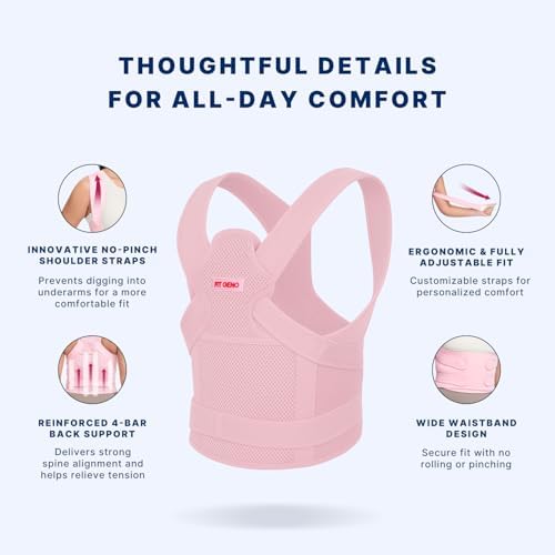 Fit Geno Posture Corrector for Women & Men, Back Shoulder Support Brace