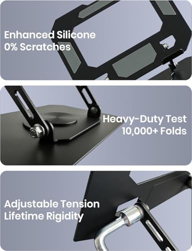 Laptop Stand for Desk, 360 Rotating Computer Riser with Adjustment Wrench, Ergonomic Laptop Riser for Collaborative, Work Foldable & Heavy Duty Tablet Stand Fit 10-15.6” Laptops
