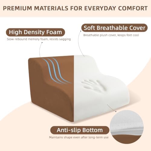 Foot Rest for Under Desk at Work,2-Tier Footrest with Handle Brown