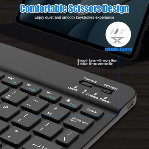 NOOX Bluetooth Keyboard for iPad A16 11th 10th Generation, iPad Pro 13/12/11/10/9/8/7 inch, iPad Air 13/11th Gen, iPad mini Tablets, etc. - Slim Wireless Portable Travel Office Computer Accessories
