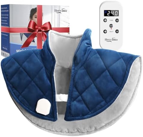 Heating Pad for Neck and Shoulders and Back, 2.2lb Weighted Heating Pads for Back Pain Relief, Large Electric Heat Pad, 6 Heat Settings, 5 Auto-Off, Birthday Gifts for Women Mom Men Dad Blue