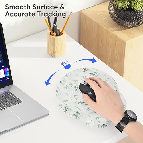 RICHEN Ergonomic Mouse Pad with Wrist Support,Non-Slip Rubber Base for Computer Laptop & Mac,Lightweight Rest for Home,Office & Travel (Bamboo Leaf)