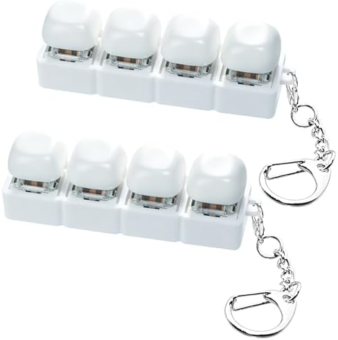 2 PCS Cute Keyboard Fidget Toy, Bread Shape Keyboard Fidget Keychain 4-in-1 Keyboard Decompression Button Finger Clicker Toys, Portable Tactile Button Sensory Fidget Toys Stress Relief Gifts (W-Bread