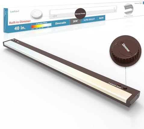 Leetdud Under Cabinet Lighting Plug in or Hardwired Built-in Dimmer, 40 Inch 20W, 5CCT 2700/3000/3500/4000/5000K, Linkable Counter Lights for Kitchen, ETL Dimmable LED Light Fixture, Bronze