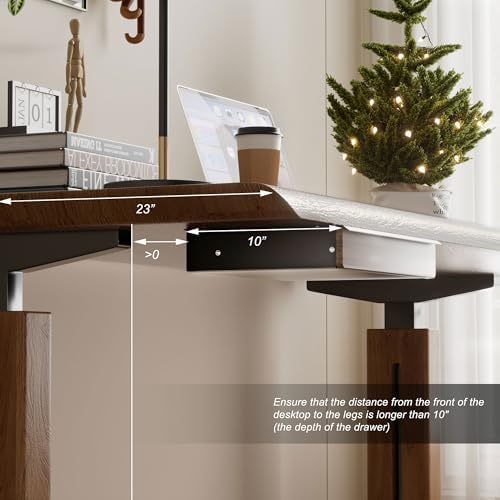 Under Desk Drawer, Solid Walnut Wood Panel – Sturdy Ball Bearing Slides, Easy Under-Desk Mount, Integrated Handle, Desktop Organizer for Office & Home Workstation