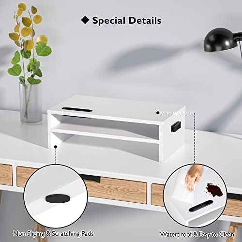 BONTEC Wooden Monitor Stand Riser for Desk, 2-Tier Computer Monitor Stand