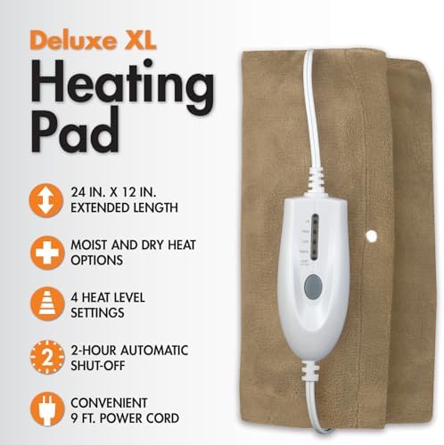 Veridian Healthcare TheraCare Deluxe XL Moist or Dry Heating Pad, Brown, Universal (24-510)