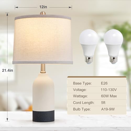 Luvkczc Ceramic Table Lamp Set of 2, Adjustable Color Temperature