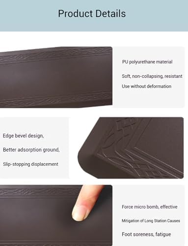 Anti-Fatigue Kitchen Mat - Waterproof Non-Slip Runner for Standing Desks, Offices & Home Use, Commercial Grade Comfort Pad (Black, 61cm x 152cm x 2cm)