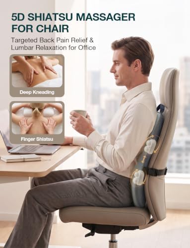 Back Massager with Heat 5D Shiatsu Kneading Neck Massage for Pain Relief