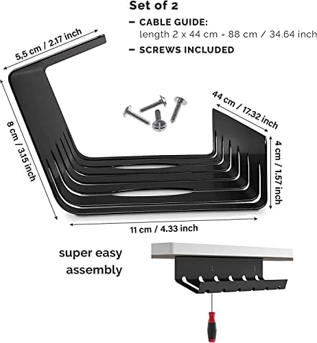 PAMO Cable Management Under Desk, Set of 2 - Black