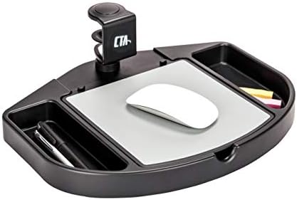 Desk Tray Add-on - CTA Desk Add-on Bundle with Keyboard Tray, Desk Organizer, Heavy-Duty Metal Keyboard, Mouse Tray, Organizer Tray Compartments, and Cable Routing Column (PC-DAB) - Black