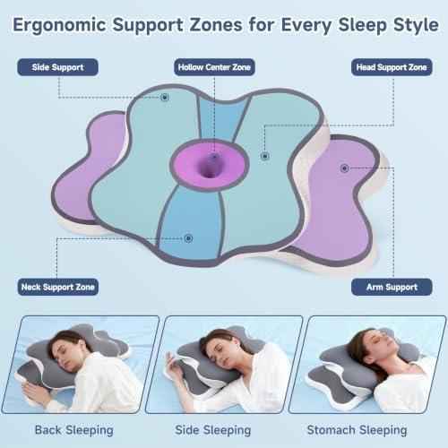Sleep Apnea Pillow Ergonomic Cervical Neck Pillow for Pain Relief