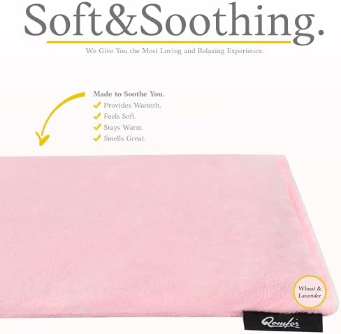 Qomfor - Microwavable Heating Pad - Pink - Lavender Scented Heat Pack - Therapeutic Heat Wrap for Neck, Shoulders & Period Cramps Pain Relief - Reusable Hot/Cold Therapy Bag
