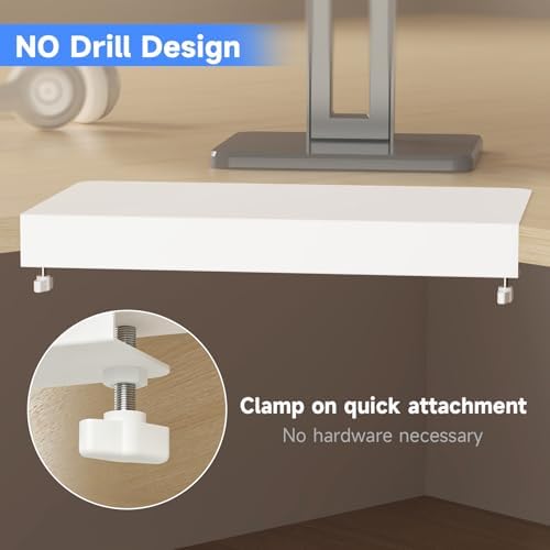Suptek 17-Inch Clamp-On Corner Desk Connector Platform for Mounting Under-Desk Keyboard Trays on L-Shaped Desks, White, DESKEX01W