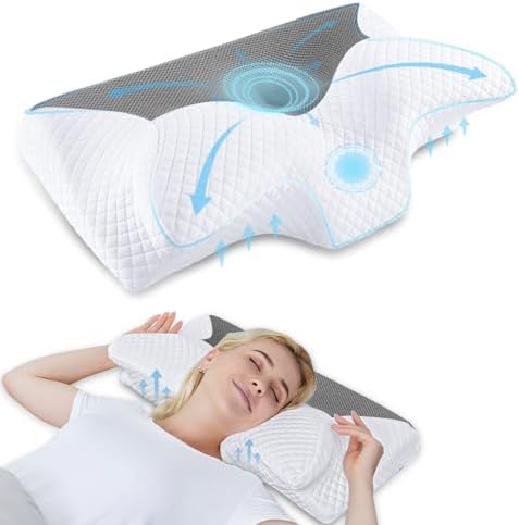 HOMCA Cervical Pillow, Ergonomic Memory Foam Neck Pillow for Pain Relief