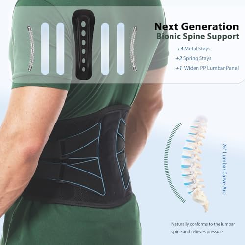 Paskyee Back Brace for Lower Back Pain Men Women, Adjustable Knitted Back Support Belt with Bionic Support System, for Herniated Disc, Lumbar Strain,Sciatica, Scoliosis X-large
