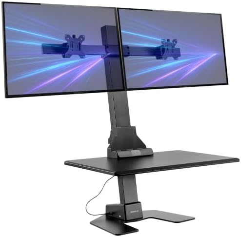Mount-It! Dual Monitor Electric Standing Desk Converter, Sit-Stand Riser