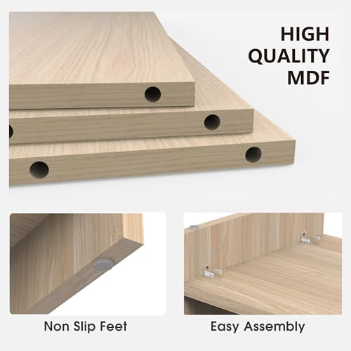 Fenge 31.5 Inch Dual Monitor Stand Riser for Desk, Oak