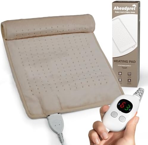 Heating Pad 12''X24'' for Back Neck Shoulder Pain Relief,Taupe