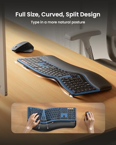 ProtoArc EKM01 Plus Wireless Ergonomic Keyboard Mouse Combo - Blue