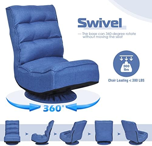 COSTWAY Folding Floor Chair, Adjustable 5-Position Swivel Gaming Chair