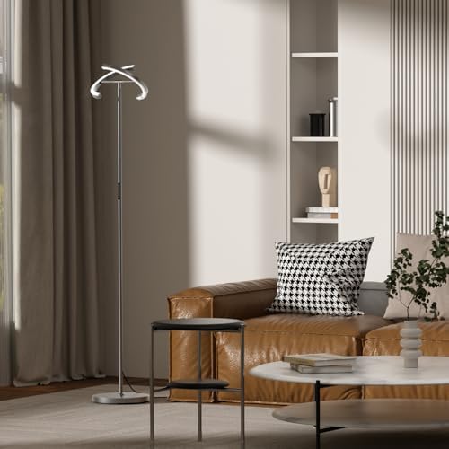 SIBRILLE Gunmetal Gray LED Floor Lamp - Rotatable Standing Lamp for Living Room Bedroom, 22W Dimmable Floor Readig Light with Touch/Remote Control, Modern Corner Lamp for Office, Brightness Adjustable