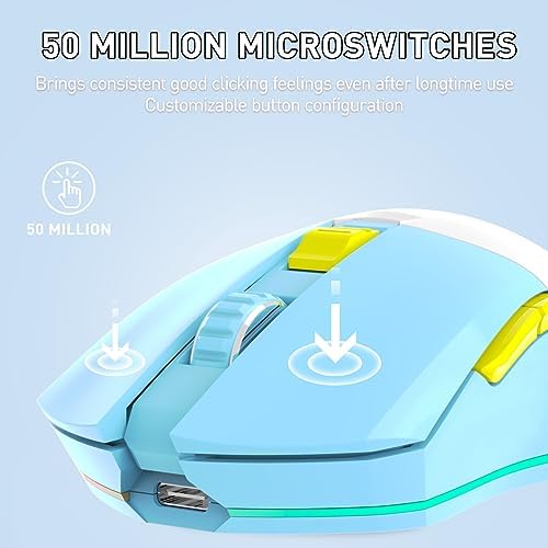 DAREU Wireless Gaming Mouse with Charging Dock Rechargeable RGB,12K DPI,6 Programmable Buttons High-Precision Sensor [300IPS] [1000Hz] for PC Notebook Mac
