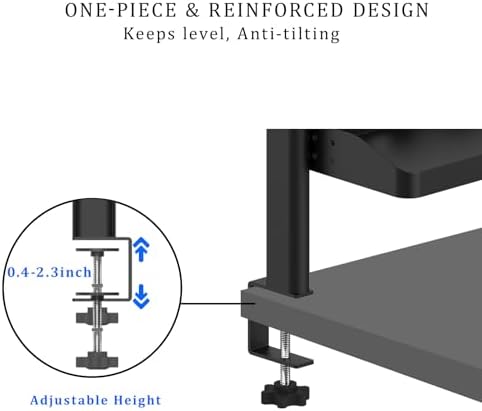 Clamp on Desk Shelf, 24in 2-Tier Office Desk Shelves Organizer, Shelf for Top of Desk with Headphone Holder and Hooks, Desktop Storage Rack for Home Workspace, Study Rooms, Gaming Accessories
