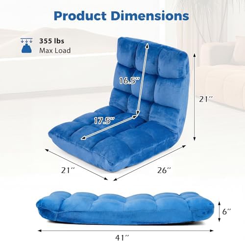 COSTWAY Floor Chair, 14 Positions Adjustable Floor Gaming Chair