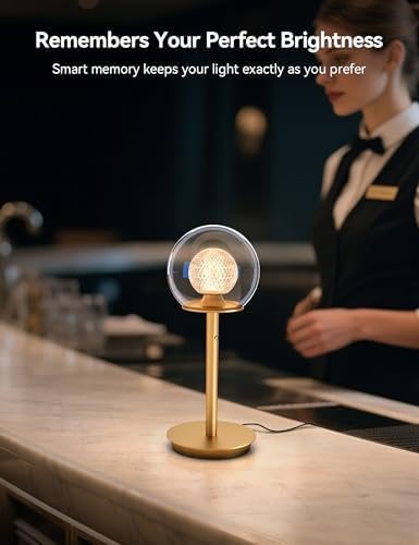 Tubicen Gold Bedside Table Lamp Plug in Dual-Globe Glass Shade