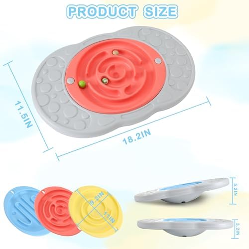 Balance Board with Maze for Kids, Labyrinth Wobble Board Rocking Seesaw Sensory Training with 2 Balls & 2 Replacement Labyrinth Disks, Non-Slip Pedals Indoor Outdoor for Boys Girls