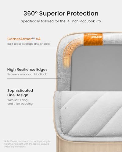 tomtoc 360° Protective Laptop Sleeve for 14-inch MacBook Pro M5 Pro/Max