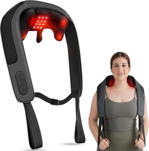 CooCoCo Red Light Neck Massager with Heat, Cordless Shiatsu Massage