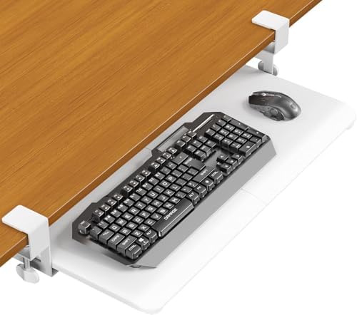 Under Desk Keyboard Tray, Pull-Out Drawer&Holder with C-Clamp 25.6"x11.8"