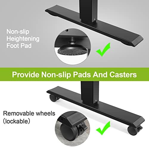 farexon 55 x 24inch Electric Standing Desk Adjustable Height with Power Outlets, Stand up Desk with Wheels,Mouse Pad, Hooks,Preset Heights Home Office Gaming Computer Workstations Table（Black）