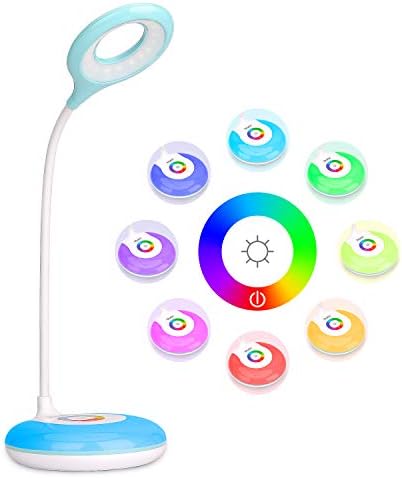 mafiti LED Desk Lamp Cordless Rechargeable Battery Operated Table Light Adjustable Gooseneck Dimmable Touch Control Color Changing RGB Eye-Caring Base Night Light for Kids with USB Charging Cable